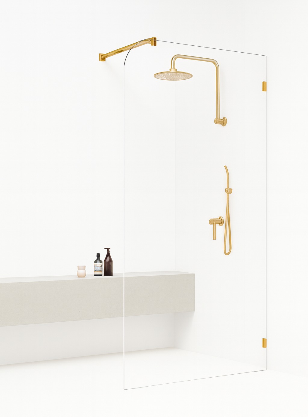 Curve top walk-in shower screen