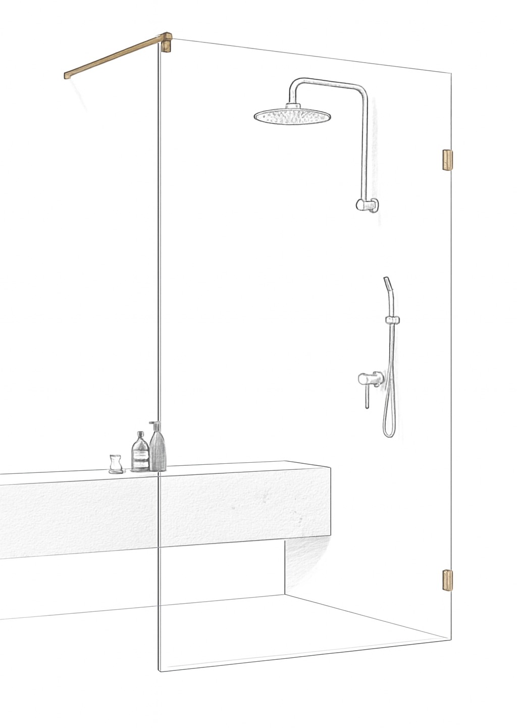 Frameless walk-in shower screen
