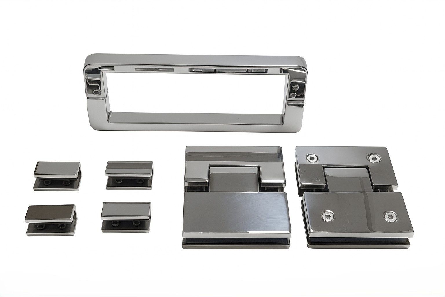 Frameless Corner Set Hardware — U Clamp — Chrome