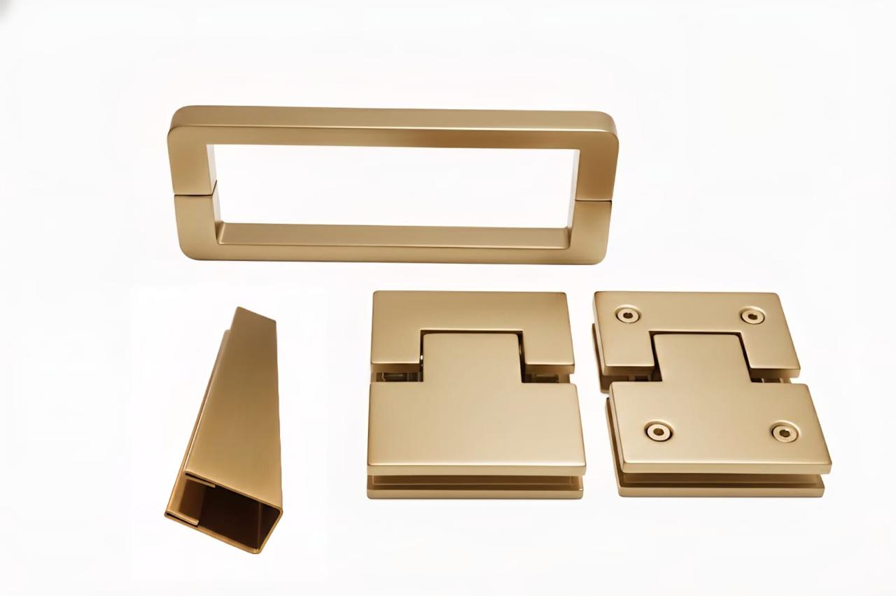  Frameless Wall To Wall Hardware — U Channel — Brushed Gold
